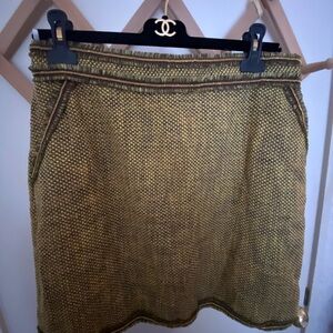 New Authentic Red Valentino Olive Green Textured Women's Skirt